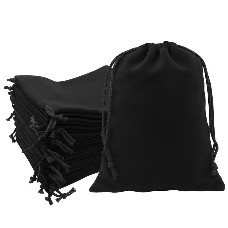 Mandala Crafts 5x7 Black Velvet Drawstring Bags - 50 Small Velvet Drawstring Pouches Bulk for Party and Wedding Favor, Gift Wrapping, Packaging, and Jewelry Gift Bags - Image 1